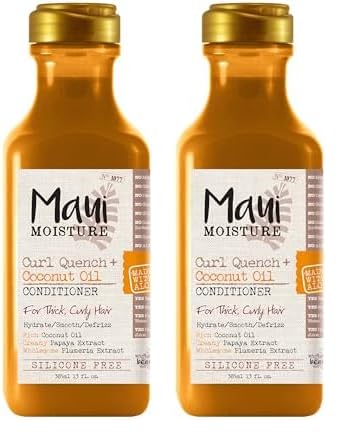 Maui Moisture Curl Quench + Coconut Oil Curl-Defining Anti-Frizz Conditioner to Hydrate and Detangle Tight Curly Hair, Softening Conditioner, Vegan, Silicone & Paraben-Free, 13 fl oz (Pack of 2)