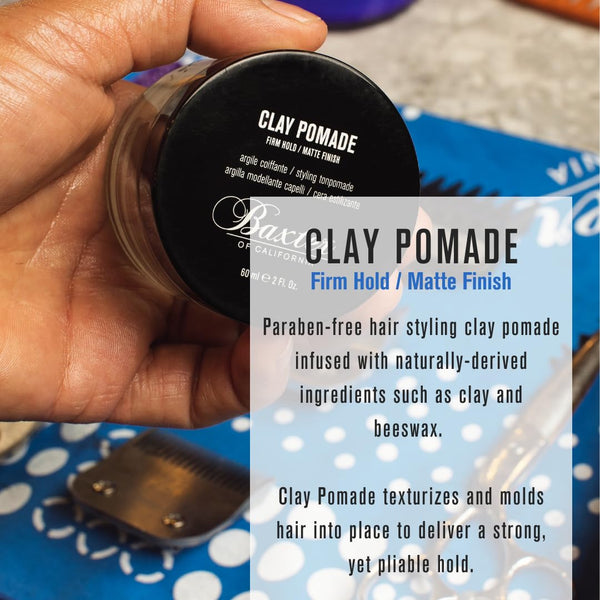 Baxter of California Clay Pomade Firm Hold / Matte Finish Hair Pomade for Men and Women, Perfect for Texturizing Straight or Wavy Hair - 2 Ounces