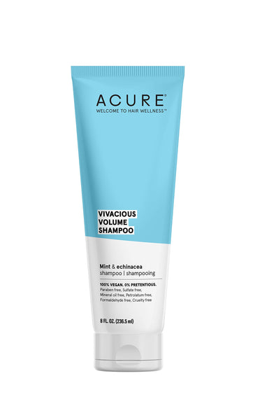 Acure Vivacious Volume Shampoo | Revitalize and Volumize: Mint and Echinacea Infused Regimen for Fine, Fragile Hair, 8 Fl Oz