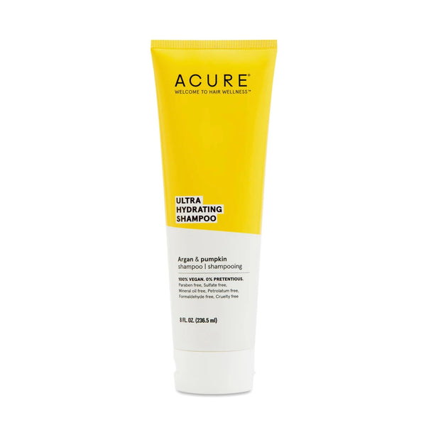 Acure Shampoo 100% Vegan, Ultra Hydrating Moisture & Omega Fatty Acids, , Yellow Argan Oil & Pumpkin, 8 Fl Oz