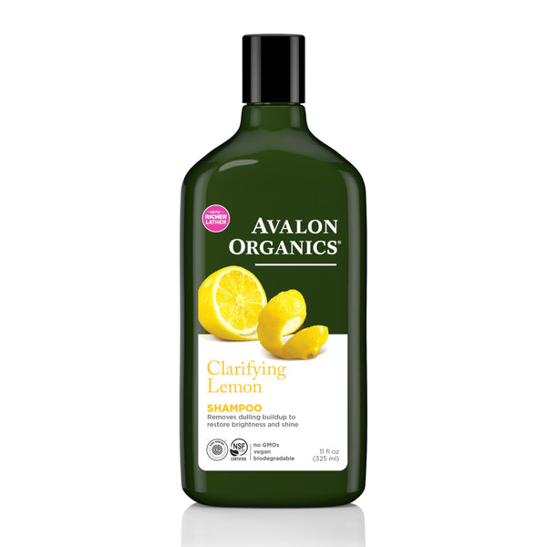 Avalon Organics Clarifying Lemon Shampoo, Removes Buildup to Restore Brightness and Shine, 11 Fluid Ounces