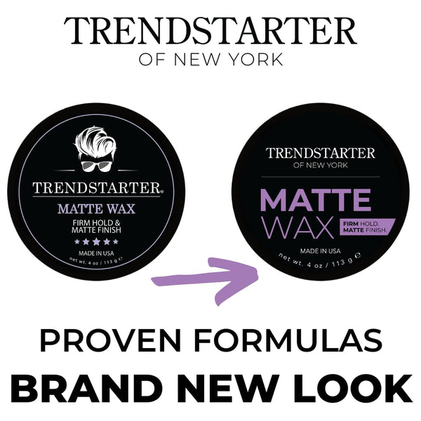 TRENDSTARTER - MATTE WAX (4oz) - Firm Hold - Matte Finish - Fiber Pomade - Premium Water Based All-Day Hold Hair Styling Pomade – Flake-Free Styling Wax for All Hair Types