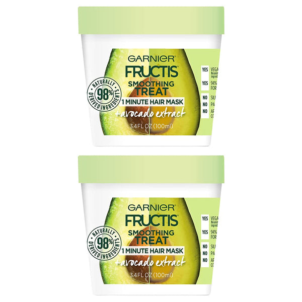 Garnier Fructis Smoothing 1 Minute Hair Mask, Avocado, 3.4 fl. oz. (Pack of 2)