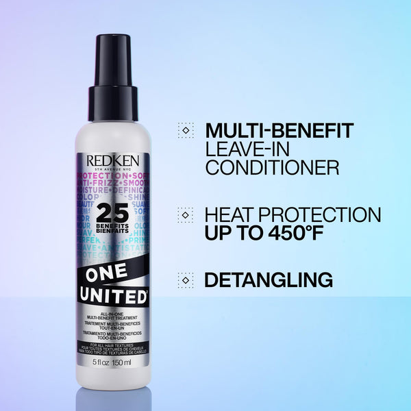 Redken One United All-In-One Leave In Conditioner | Multi-Benefit Treatment | Heat Protectant Spray for Hair | All Hair Types | Paraben Free